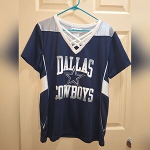 NFL Womens V-Neck Dallas Cowboys Navy and Gray with SPARKLE Jersey